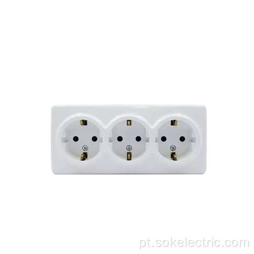 Triple Schuko Outlet 16 amper tomada elétrica de parede